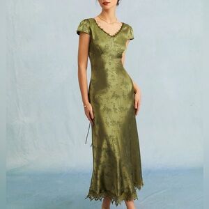 RIHOAS Olive Green Midi Dress